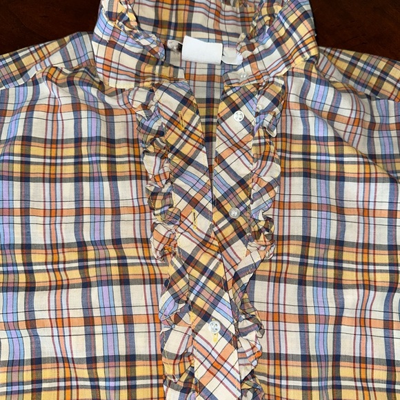 Arrow For Her Plaid Ruffle Button Front Blouse Women Size L Vintage Cottagecore - Picture 3 of 5